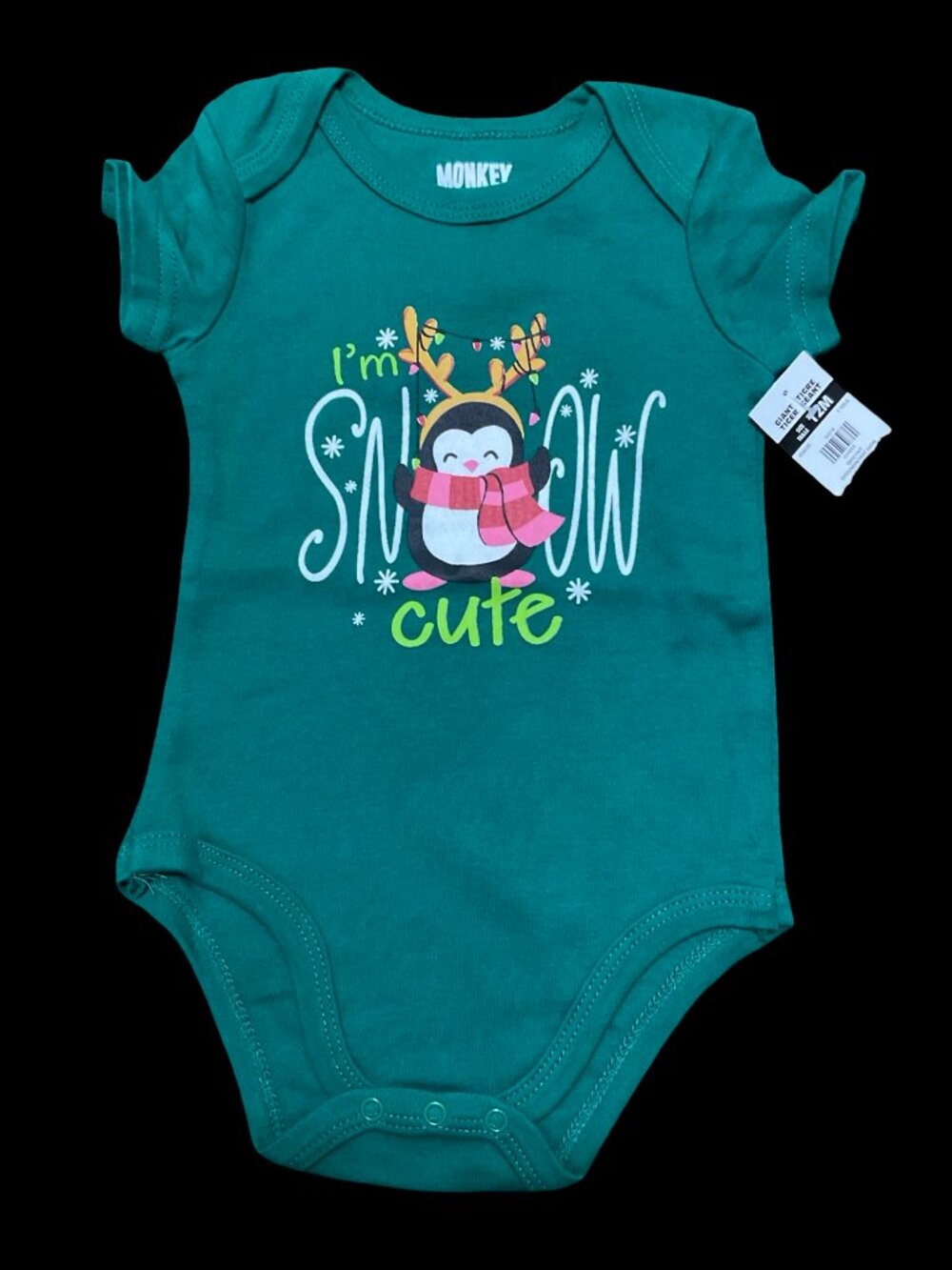 🌻10/$25 - Green "I'm Snow Cute" Onesie w/ Penguin Graphic